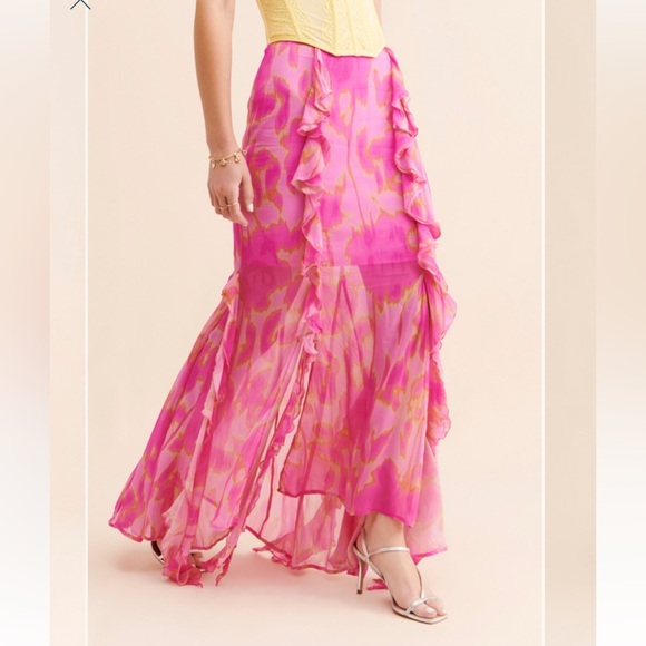 Pink Maxi Skirt with Ruffle Details - Picture 8 of 9